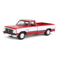 greenlight 1/64 1992 Dodge Ram 1st Generation, Red & White