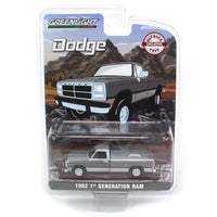 greenlight 1/64 1992 Dodge Ram 1st Generation, Silver & Gray