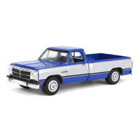 greenlight 1/64 1992 Dodge Ram 1st Generation, Blue & Silver