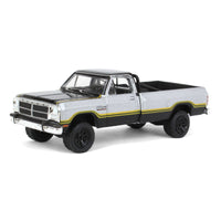 greenlight 1/64 1992 Dodge Ram 1st Generation, Lifted, Silver & Black