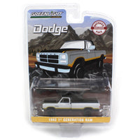 greenlight 1/64 1992 Dodge Ram 1st Generation, Lifted, Silver & Black