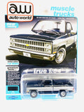 AUTO WORLD MUSCLE TRUCKS 1982 CHEVY SILVERADO 10 FLEETSIDE DARK BLUE SQUARE