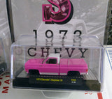 M2 MACHINES 1/64 SCALE 1973 CHEVROLET CHEYENNE SQUARE BODY TRUCK 1 OF 5750 "S" pink DIECASTZ