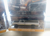 greenlight 1/64 1992 Dodge Ram 1st Generation, Lifted, Silver & Black