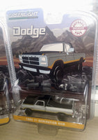 greenlight 1/64 1992 Dodge Ram 1st Generation, Lifted, Silver & Black