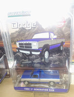 greenlight 1/64 1992 Dodge Ram 1st Generation, Blue & Silver