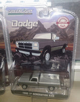 greenlight 1/64 1992 Dodge Ram 1st Generation, Silver & Gray